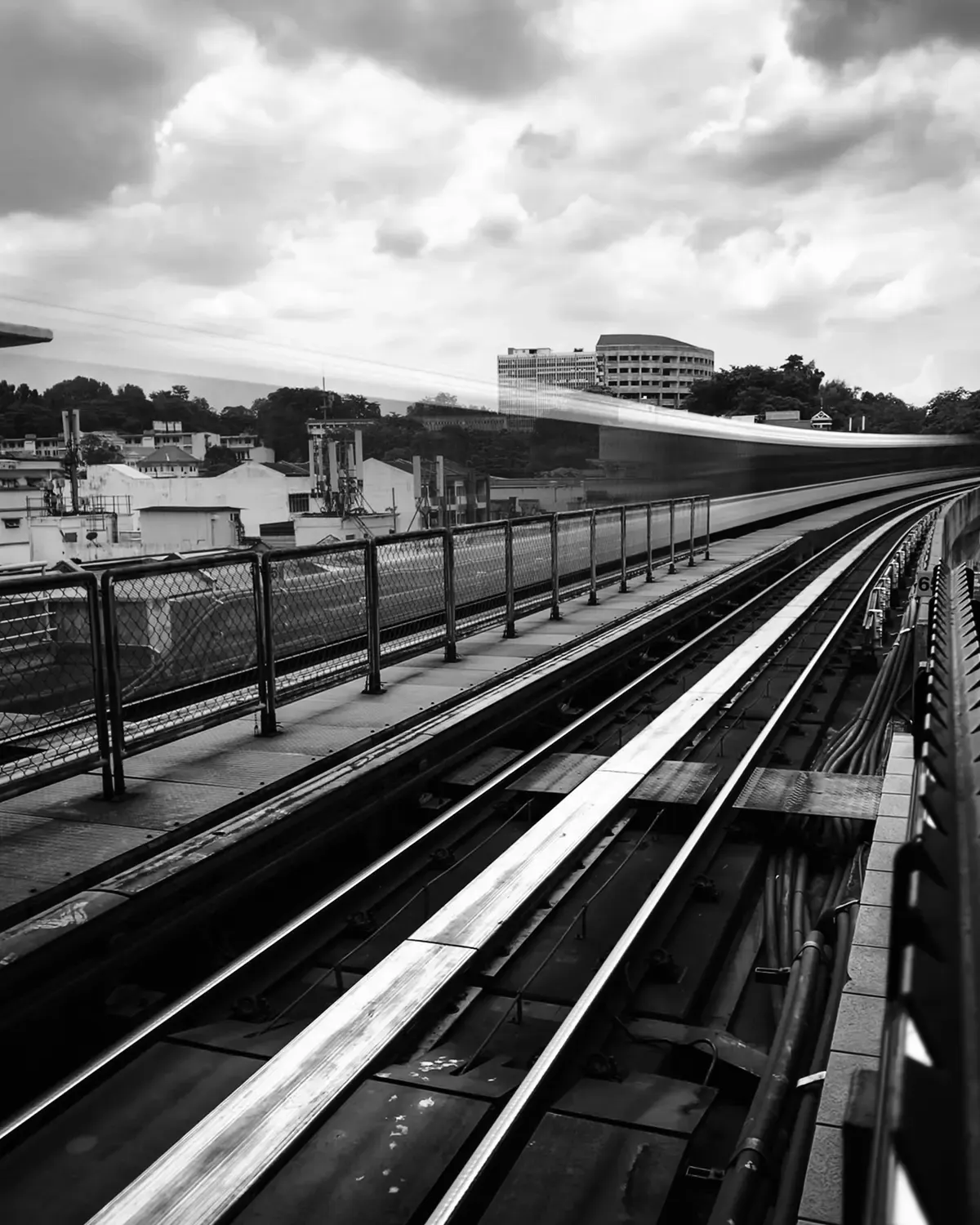 The elevated LRT track running through Bangsar