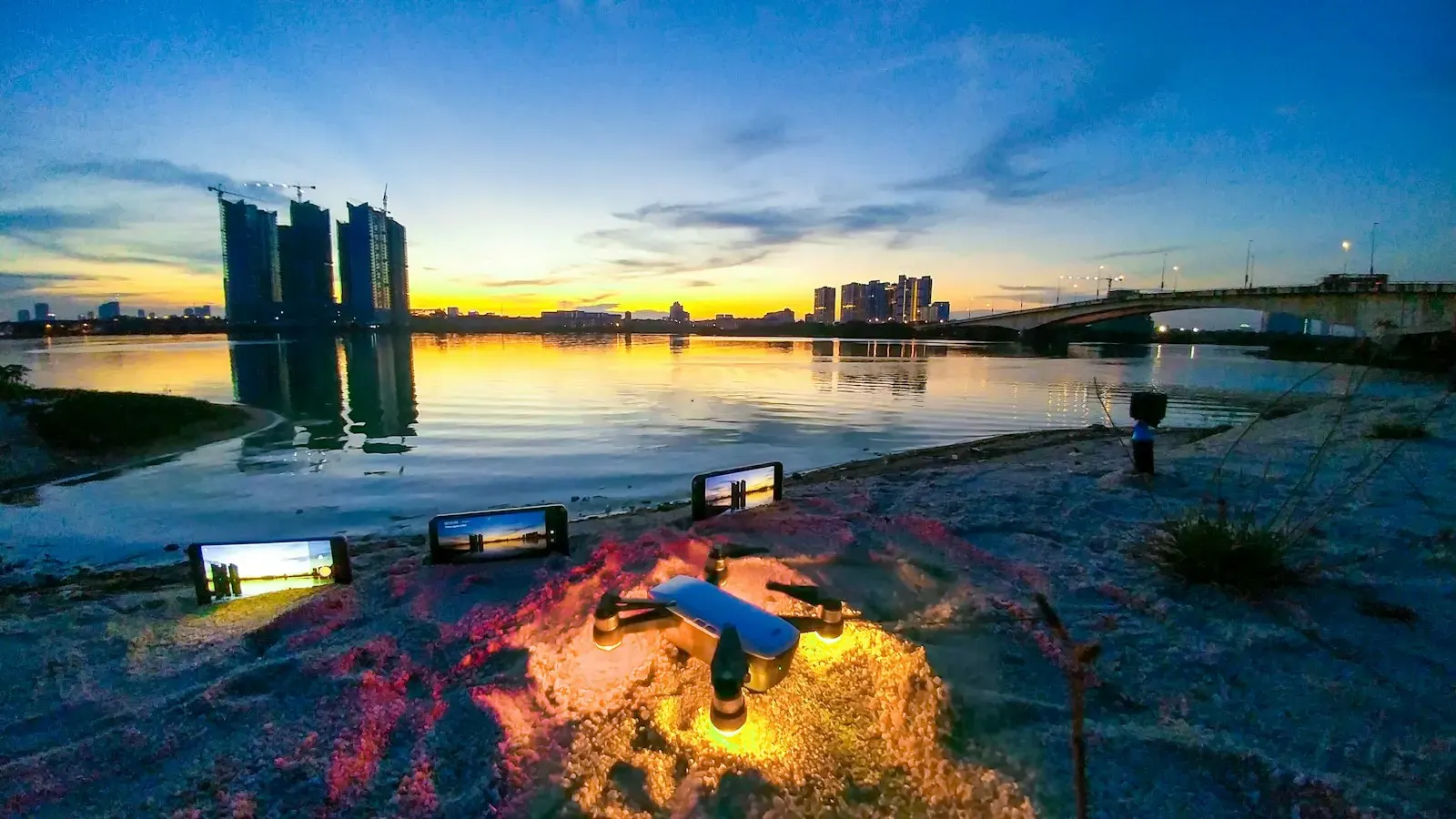 The Johor Bahru waterfront at sunset