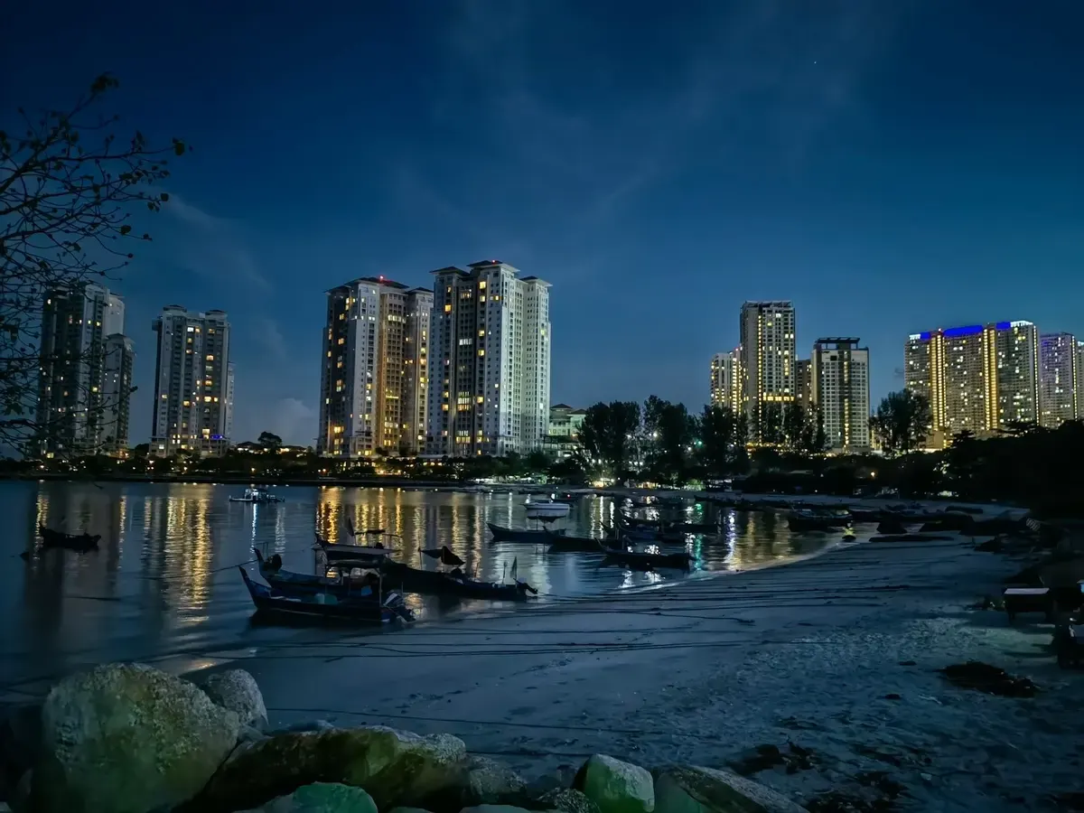 The Penang waterfront at night